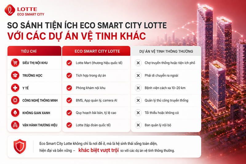 So Sánh Tiện Ích Eco Smart City Lotte Với Các Dự Án Vệ Tinh Khác